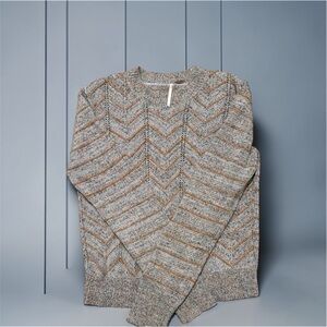 Free People Gray and Orange Knit Sweater